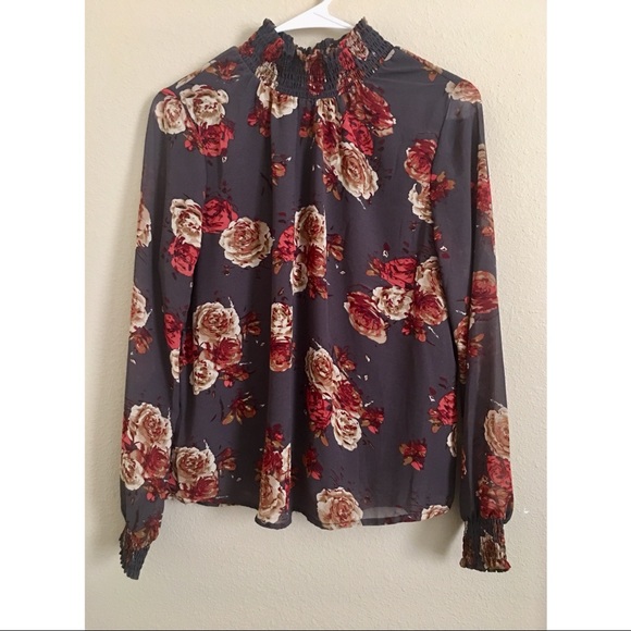 Tops - Floral Mock Neck Top